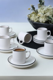Hermia Juego de tazas de café de gres Blanco mate